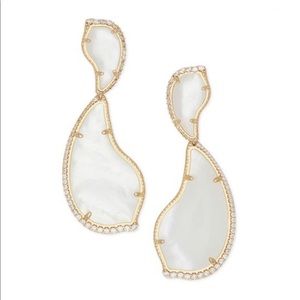 Kendra Scott MOP Gold Teddi CZ Teardrop Earrings